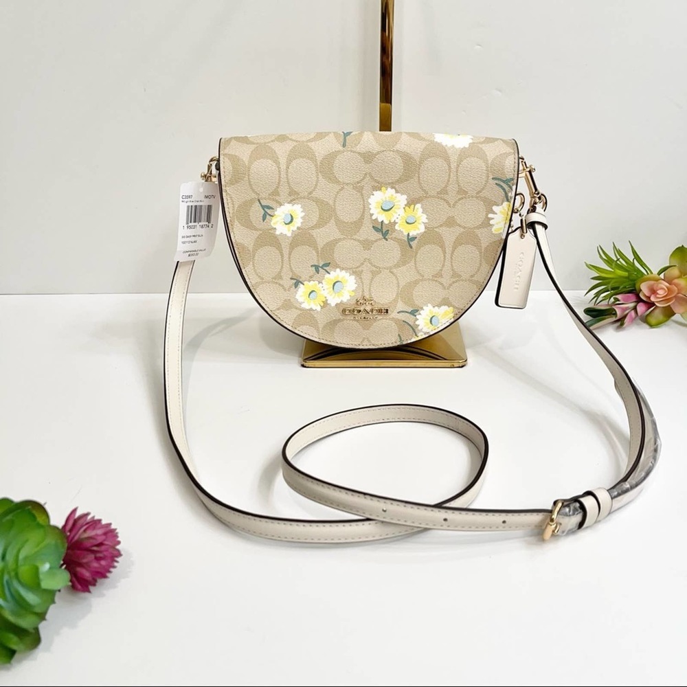 NEW Coach Ellen in Signature Canvas With Daisy Print Crossbody Bag